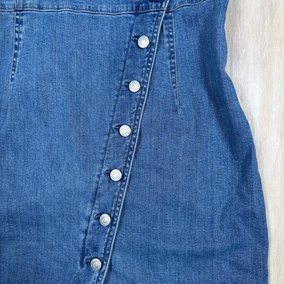 Vero Moda Blue Denim Button Front Sleeveless Bodycon Summer Midi Dress Large - Picture 3 of 12